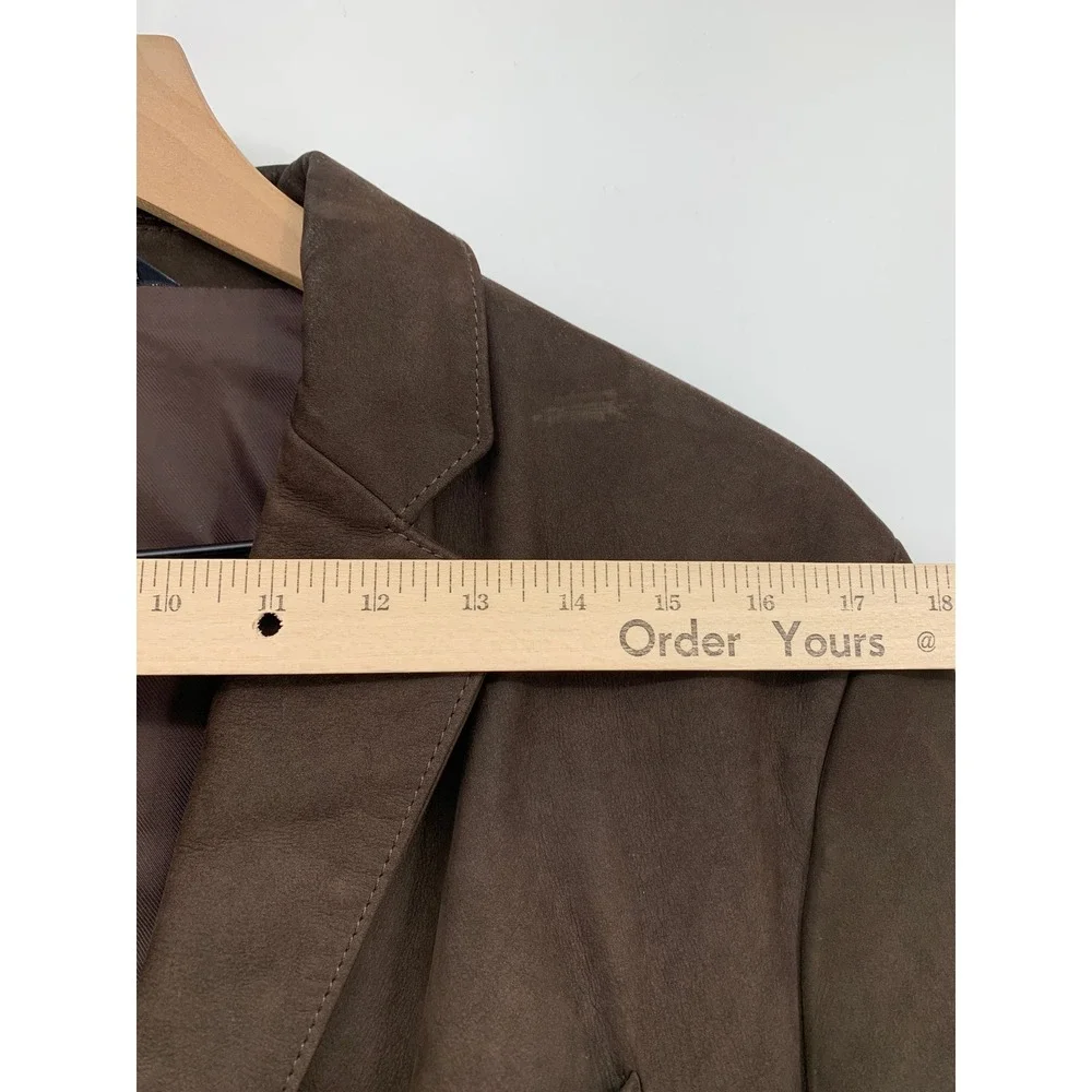 Vintage Banana Republic Blazer Mens 42R Brown 100% Nubuck Leather Jacket Heavy